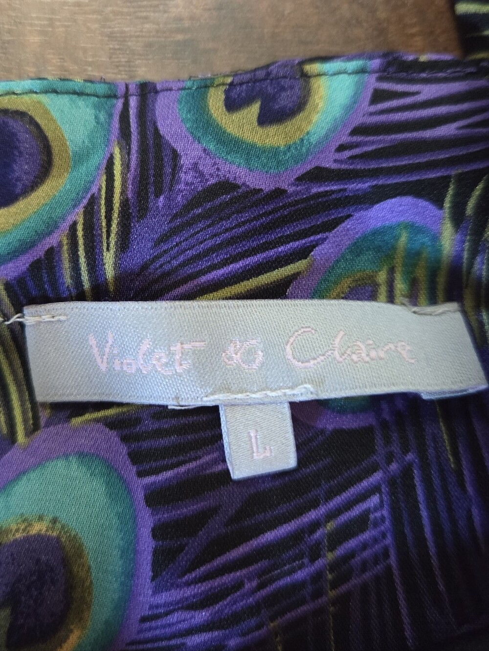 Violet & Claire Sleevless Peacock Feather Top Size Large Purple Boho Summer - Picture 4 of 6